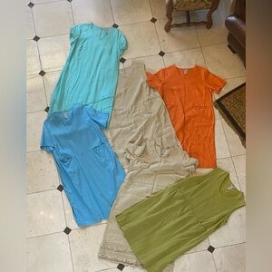 Lot 6 Bridgewater Size 16 W Linen midi dresses blue Kakhi green summer pre-loved